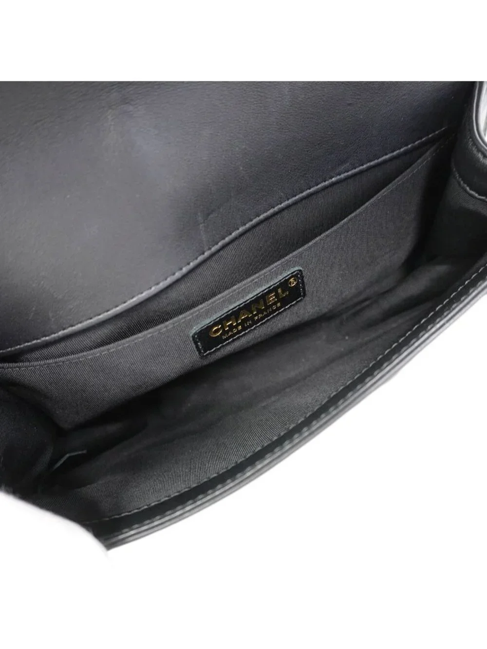 Chanel Shoulder Bag Boy Stitch Lambskin Black Gold